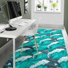 Dolphin Wave Pattern Print Floor Mat-grizzshop