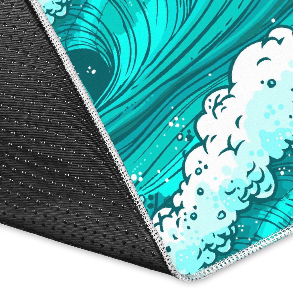 Dolphin Wave Pattern Print Floor Mat-grizzshop