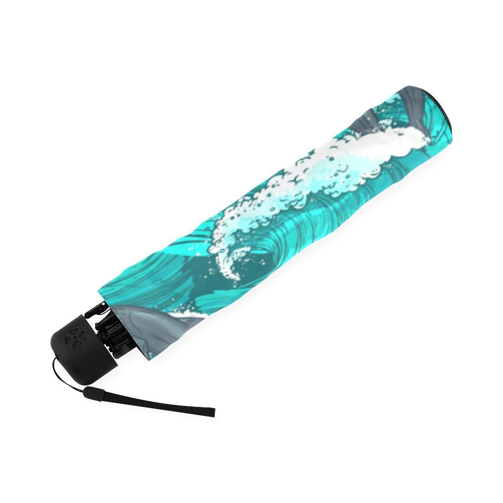 Dolphin Wave Pattern Print Foldable Umbrella-grizzshop
