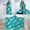 Dolphin Wave Pattern Print Hooded Blanket-grizzshop