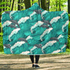 Dolphin Wave Pattern Print Hooded Blanket-grizzshop