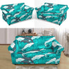 Dolphin Wave Pattern Print Loveseat Cover-grizzshop