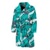 Dolphin Wave Pattern Print Men Long Robe-grizzshop