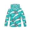 Dolphin Wave Pattern Print Women Pullover Hoodie-grizzshop