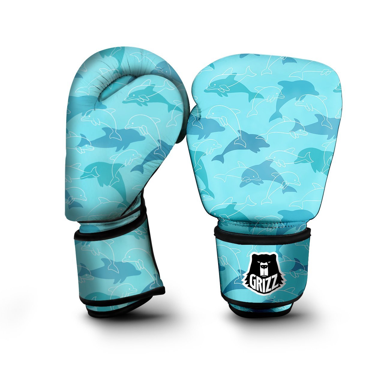 Dolphins Blue Print Pattern Boxing Gloves-grizzshop