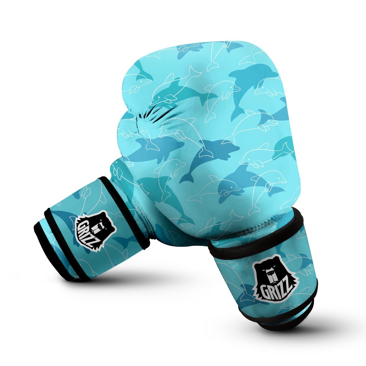 Dolphins Blue Print Pattern Boxing Gloves-grizzshop