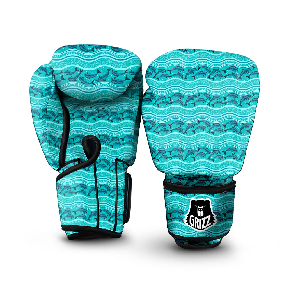 Dolphins In Ocean Print Pattern Boxing Gloves-grizzshop