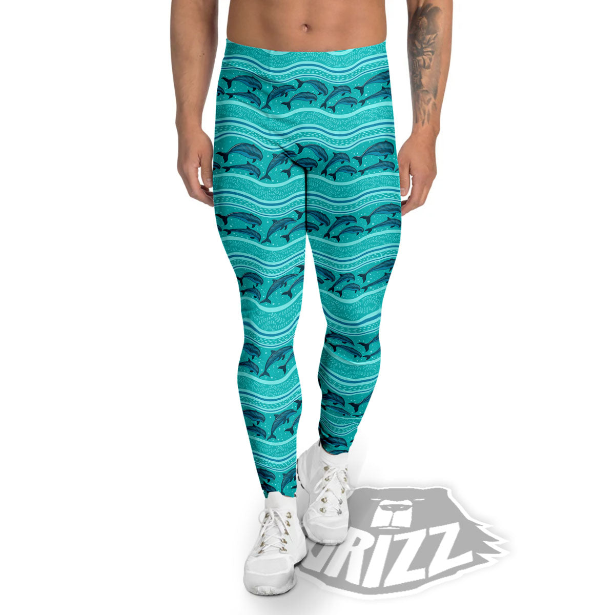 Dolphins In Ocean Print Pattern Men's Leggings-grizzshop