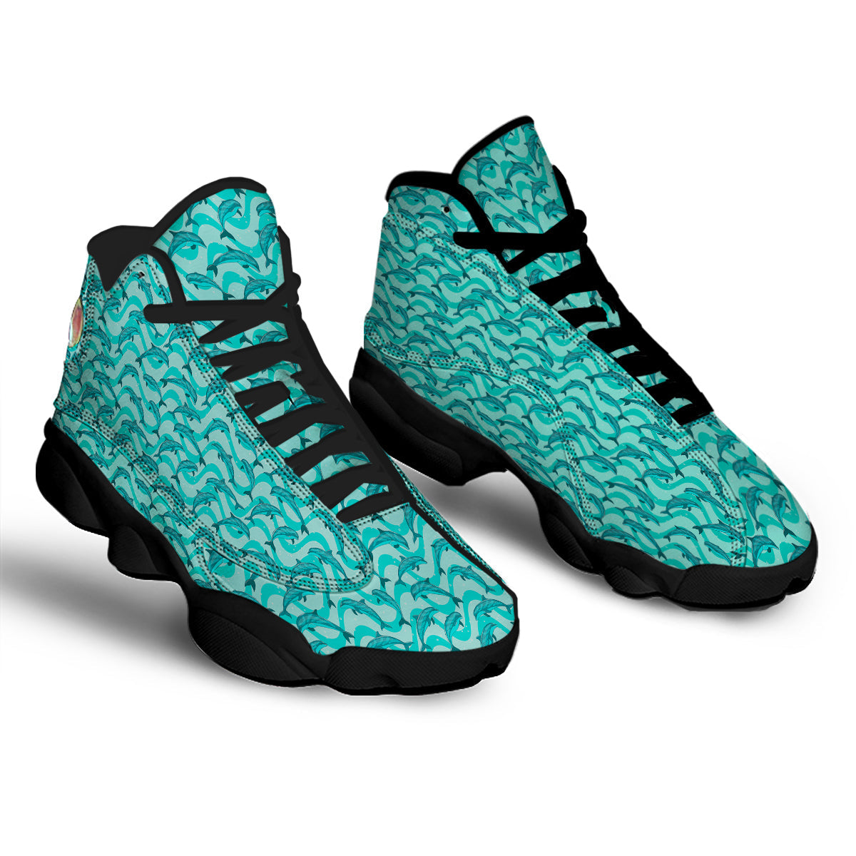 Dolphins In The Ocean Cute Print Pattern Black Basketball Shoes-grizzshop