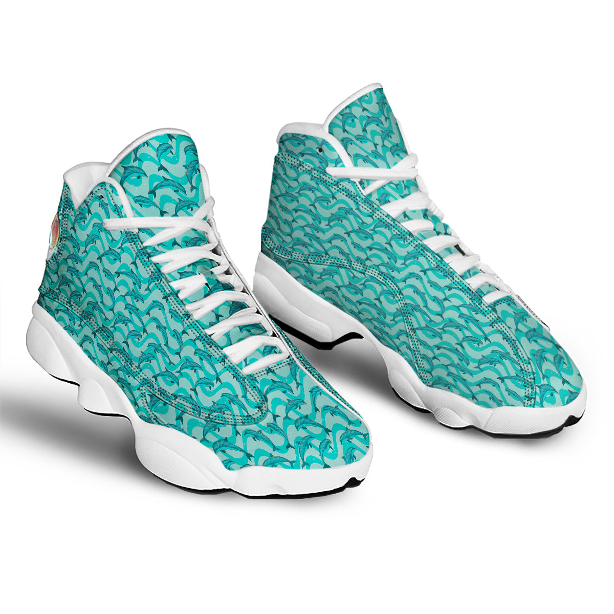 Dolphins In The Ocean Cute Print Pattern White Basketball Shoes-grizzshop