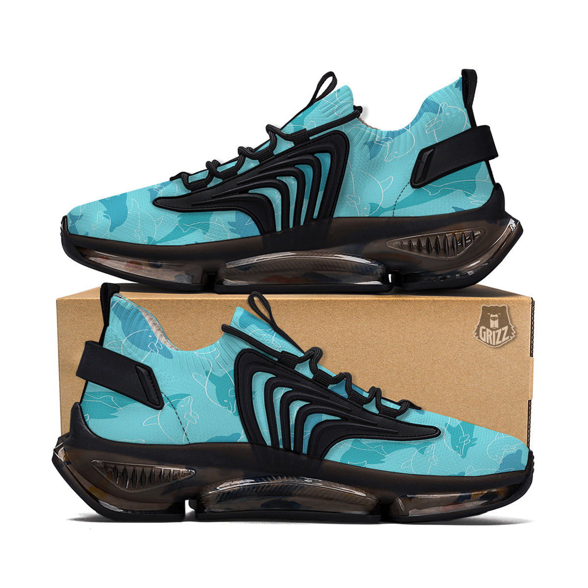 Dolphins Vintage Print Pattern Black Gym Shoes-grizzshop