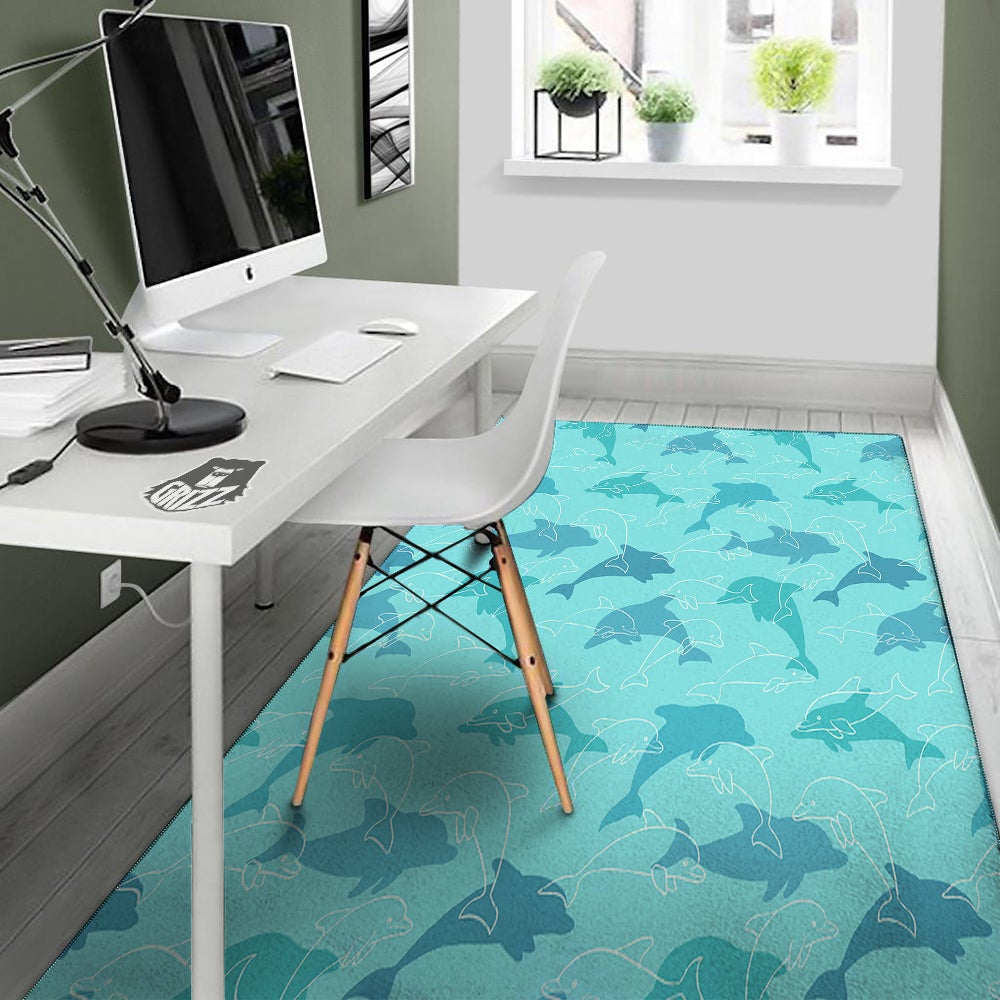 Dolphins Vintage Print Pattern Floor Mat-grizzshop