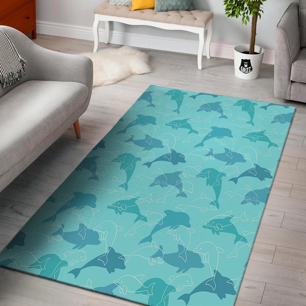 Dolphins Vintage Print Pattern Floor Mat-grizzshop