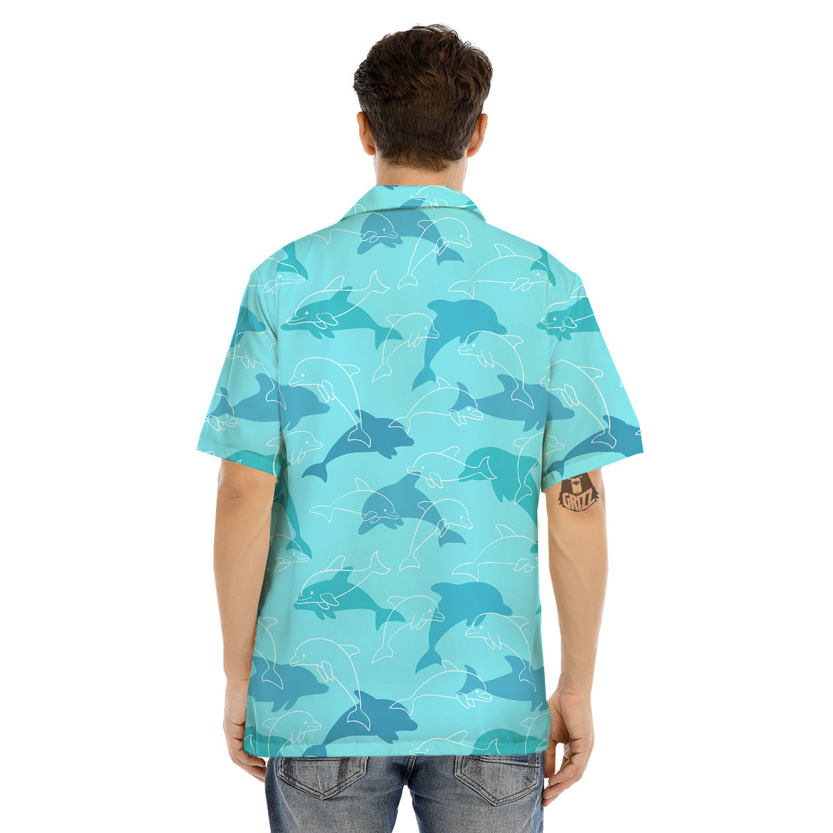 Dolphins Vintage Print Pattern Men's Hawaiian Shirt-grizzshop