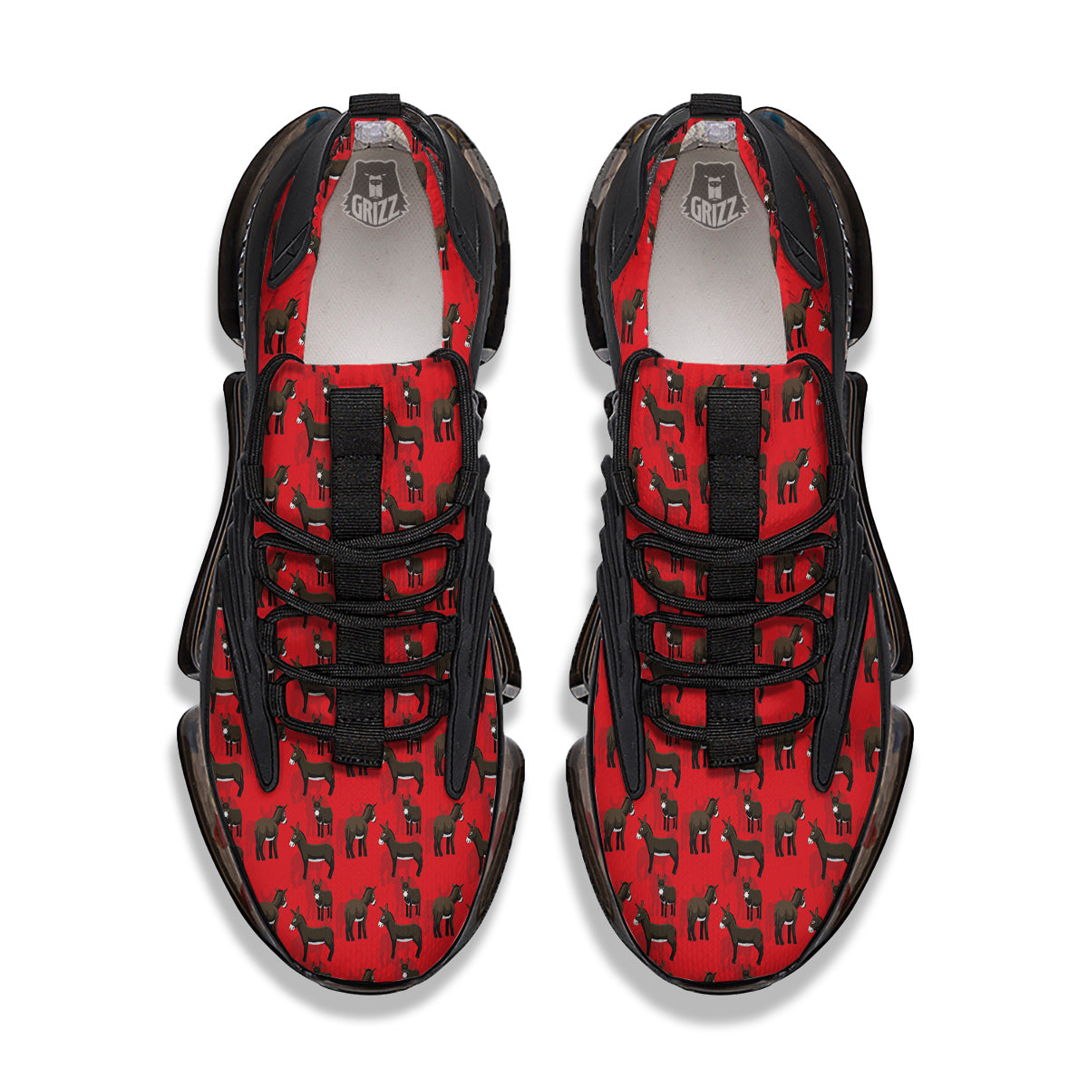 Donkey Balearic Cartoon Print Pattern Black Gym Shoes-grizzshop