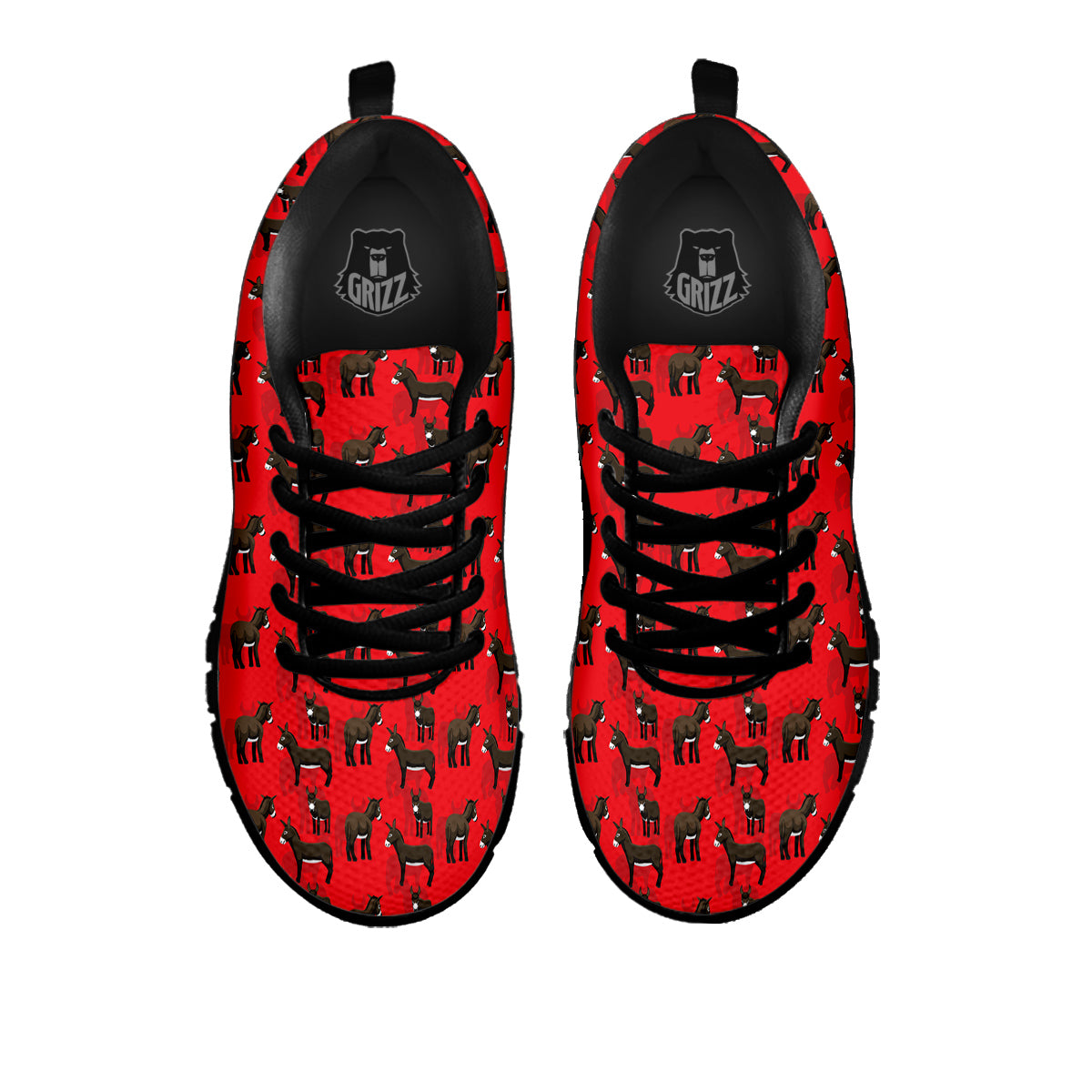 Donkey Balearic Cartoon Print Pattern Black Sneaker-grizzshop
