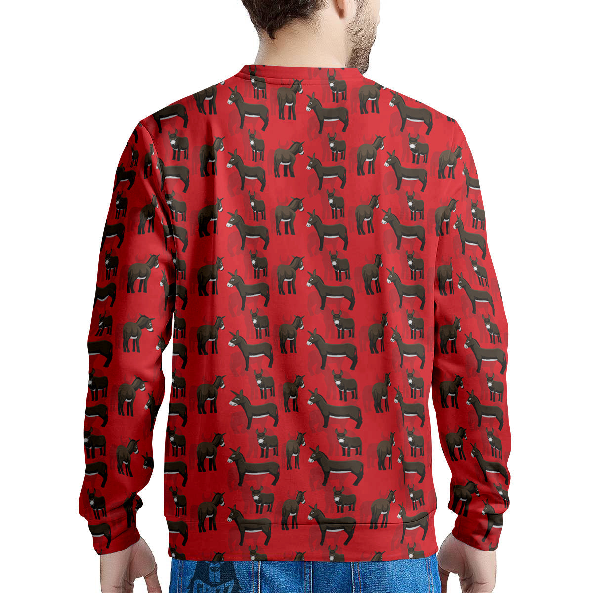 Donkey Balearic Cartoon Print Pattern Men's Sweatshirt-grizzshop
