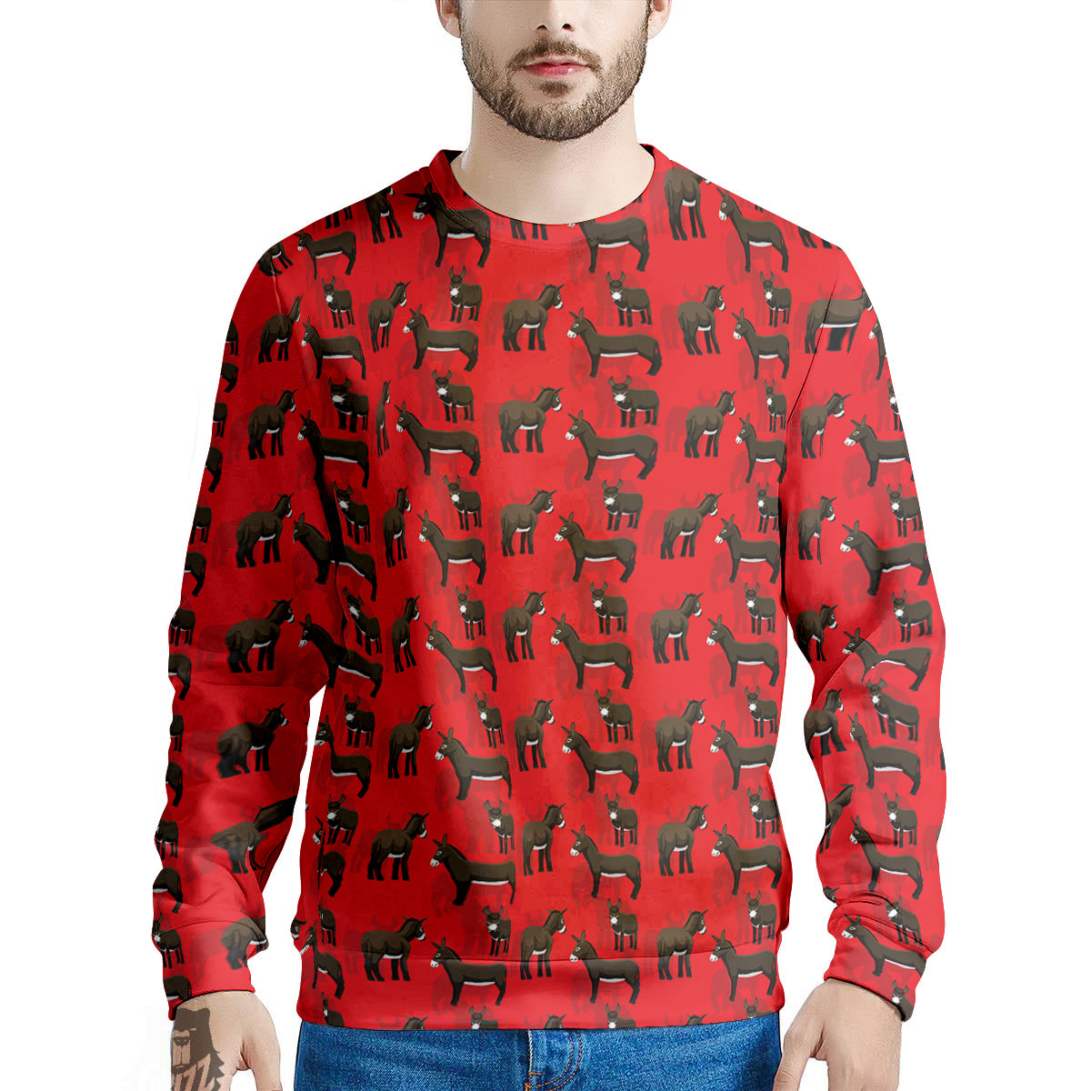 Donkey Balearic Cartoon Print Pattern Men's Sweatshirt-grizzshop