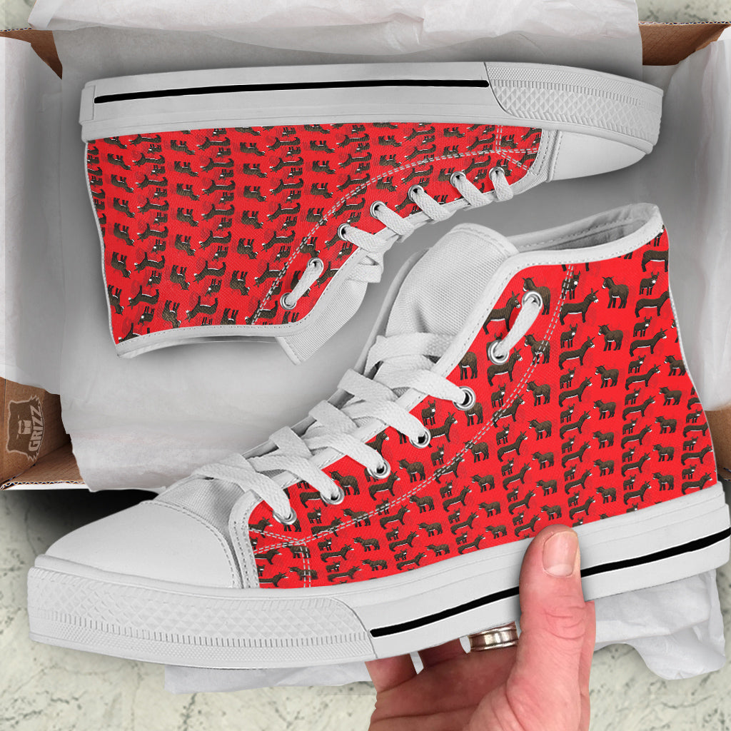 Donkey Balearic Cartoon Print Pattern White High Top Shoes-grizzshop