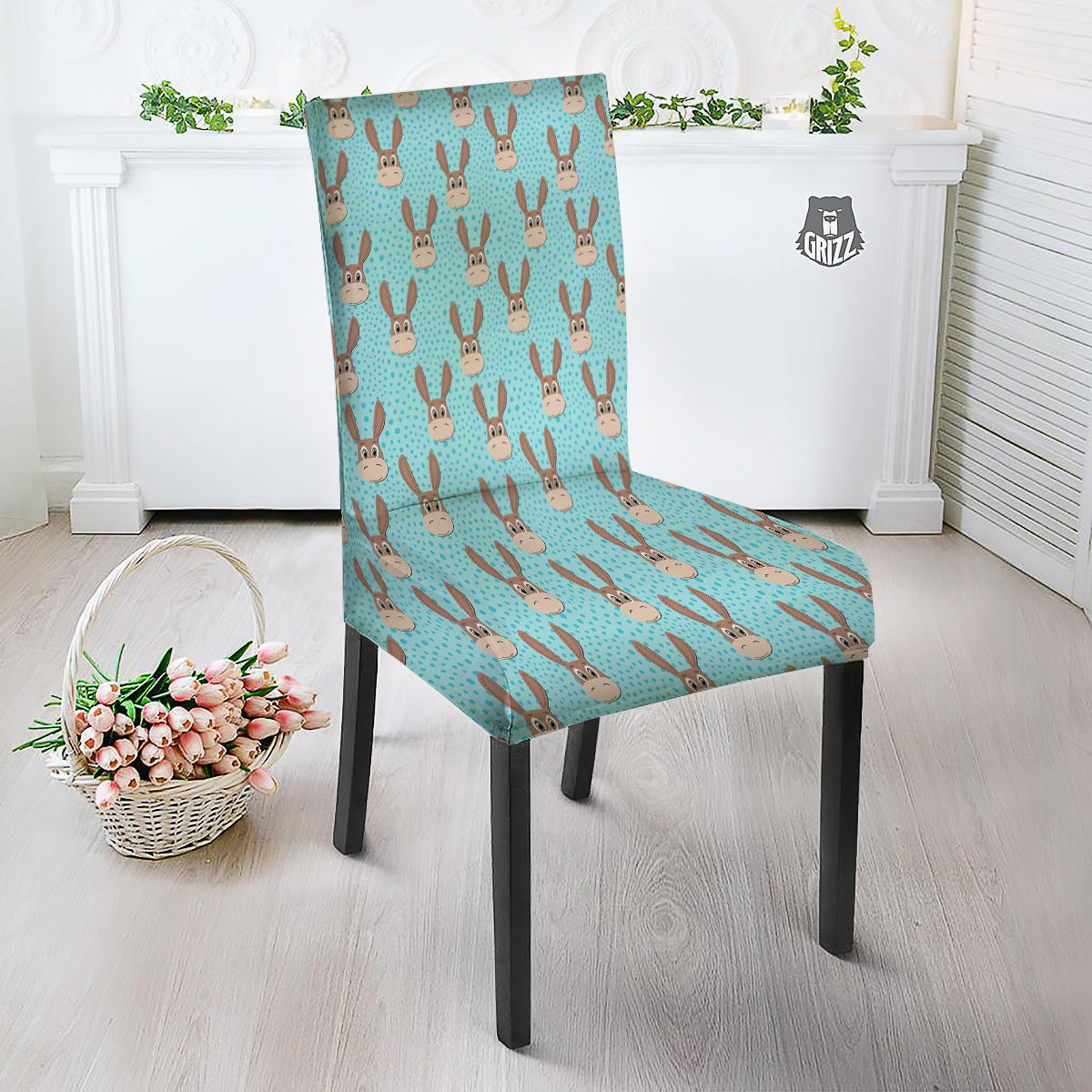 Donkey Cute Cartoon Print Pattern Dining Chair Slipcover-grizzshop