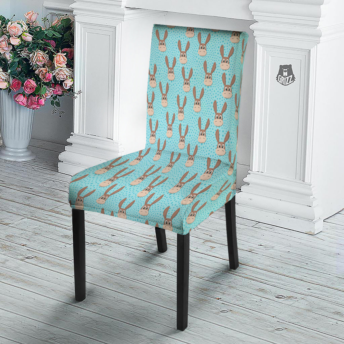 Donkey Cute Cartoon Print Pattern Dining Chair Slipcover-grizzshop