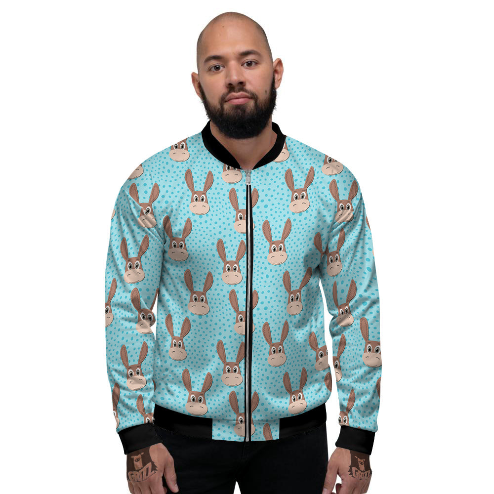 Donkey Cute Cartoon Print Pattern Men's Bomber Jacket-grizzshop