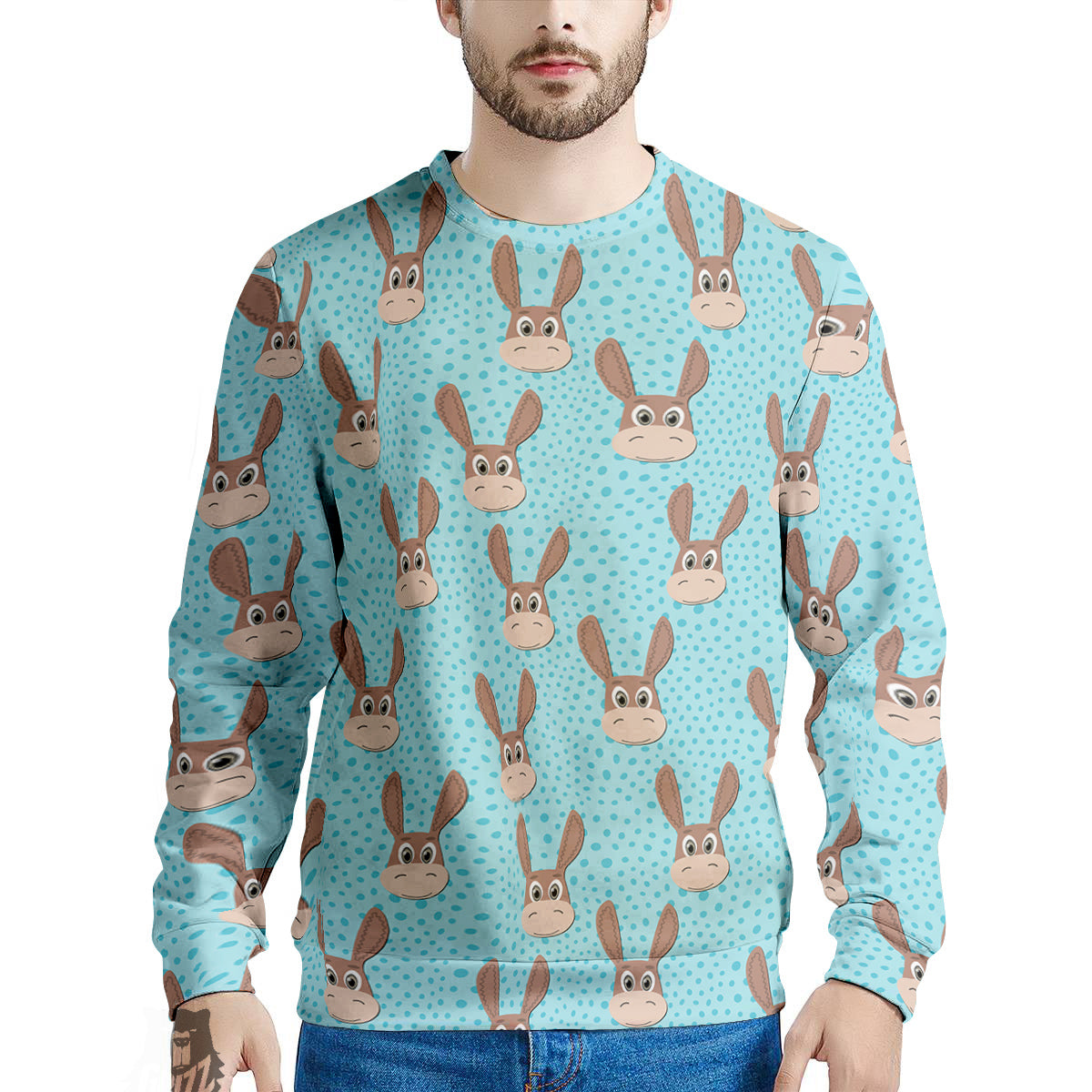 Donkey Cute Cartoon Print Pattern Men's Sweatshirt-grizzshop