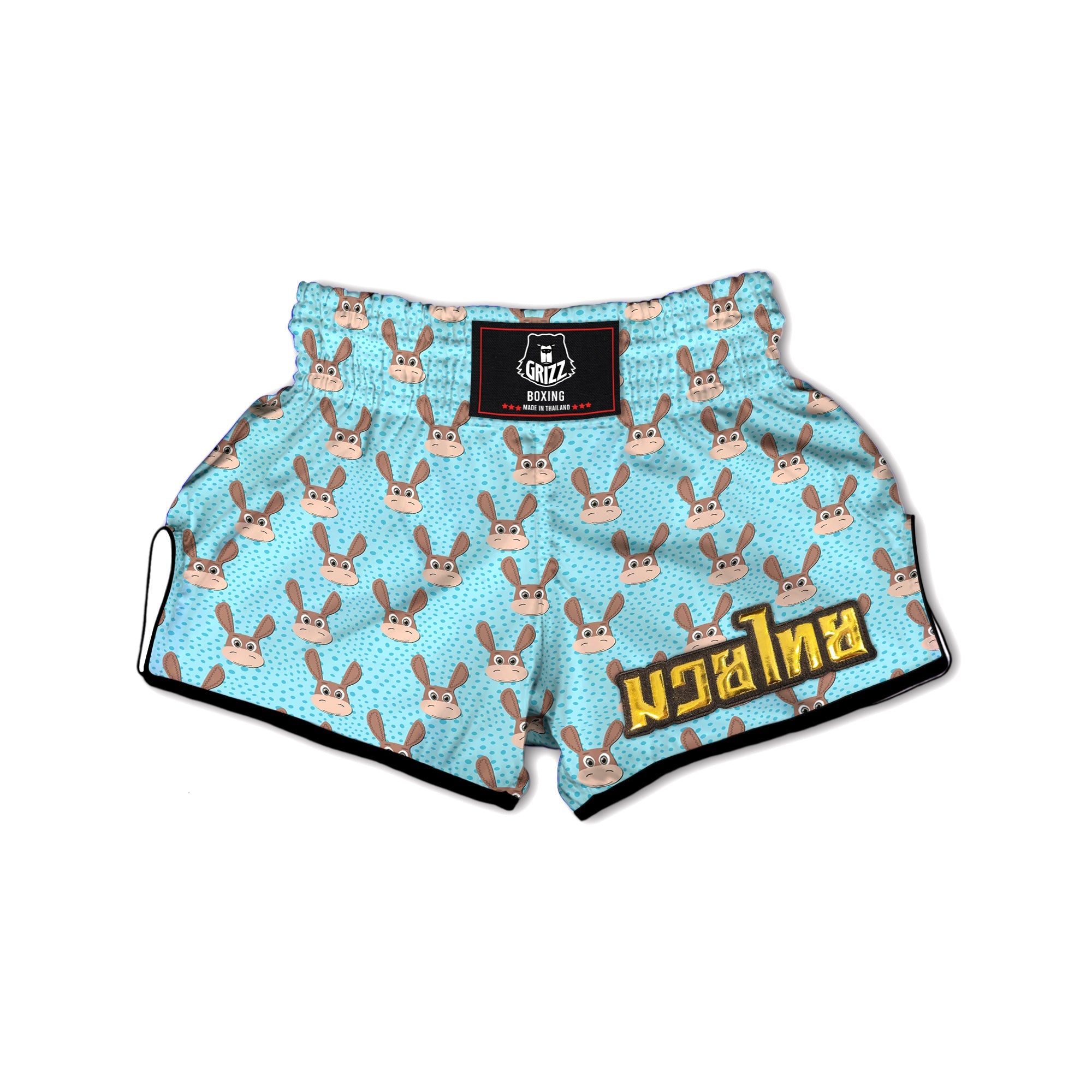 Donkey Cute Cartoon Print Pattern Muay Thai Boxing Shorts-grizzshop