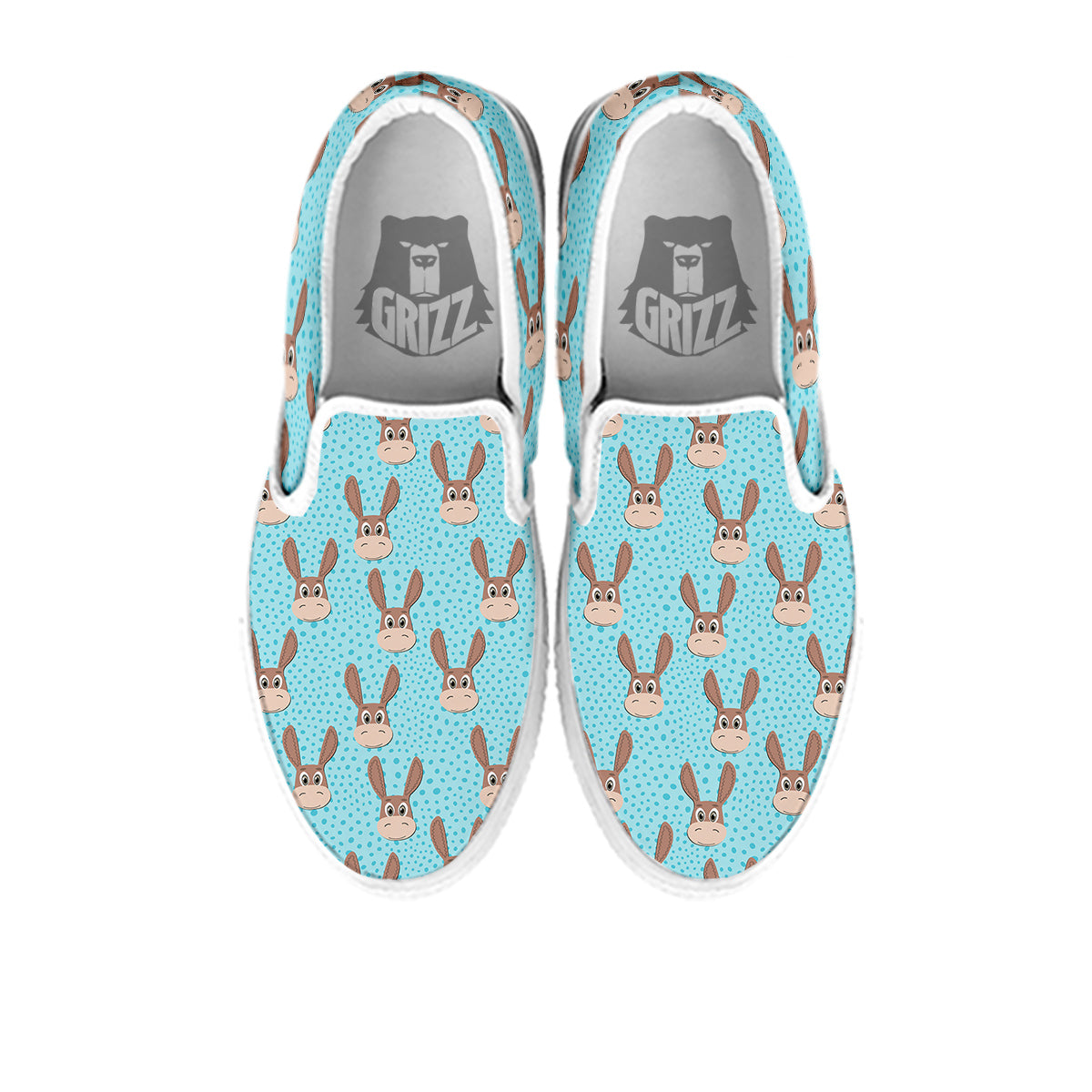 Donkey Cute Cartoon Print Pattern White Slip On Shoes-grizzshop