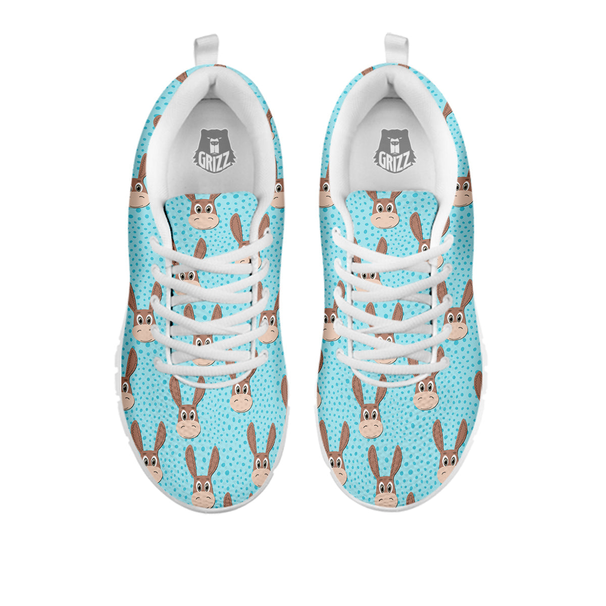 Donkey Cute Cartoon Print Pattern White Sneaker-grizzshop