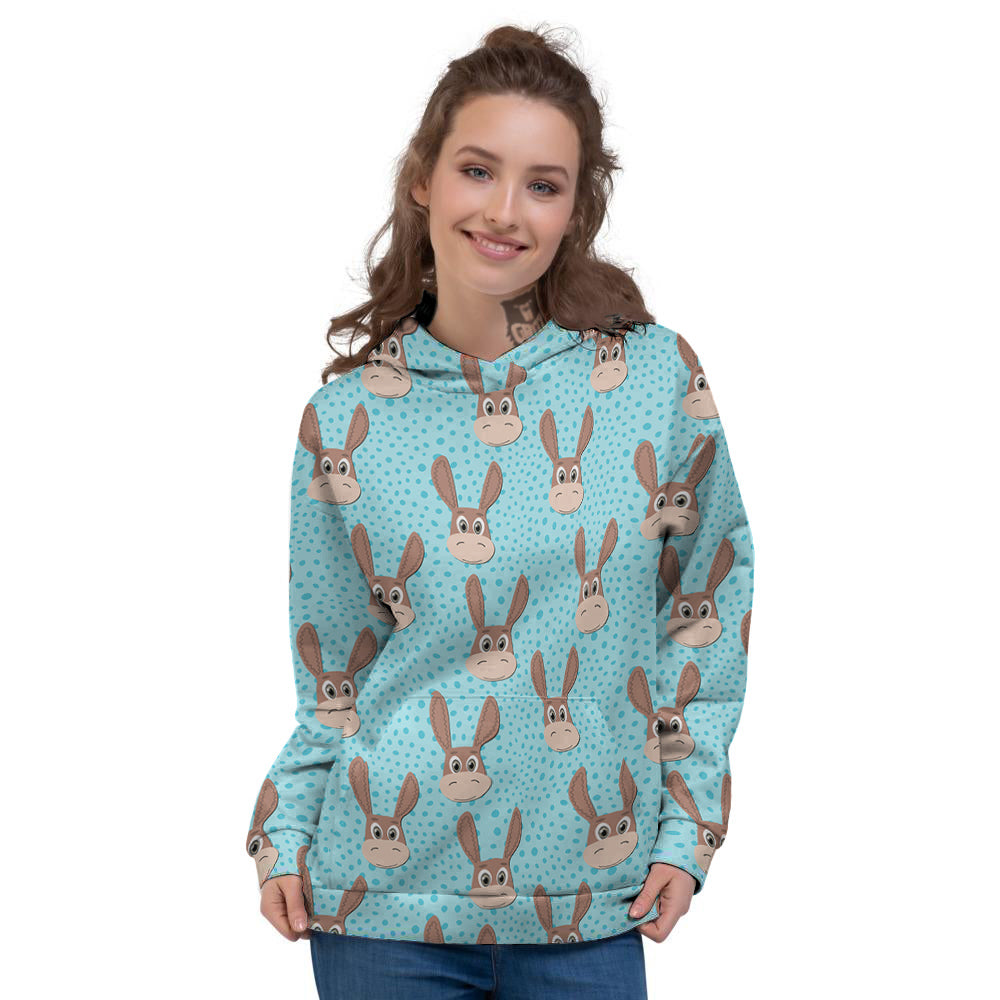 Donkey Cute Cartoon Print Pattern Women's Hoodie-grizzshop