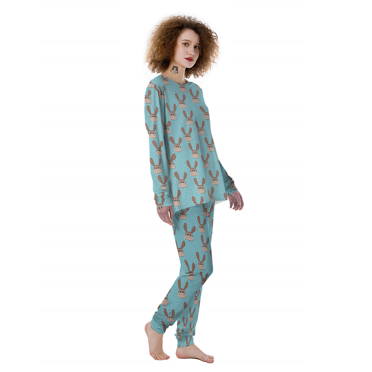 Donkey Cute Cartoon Print Pattern Women's Pajamas-grizzshop