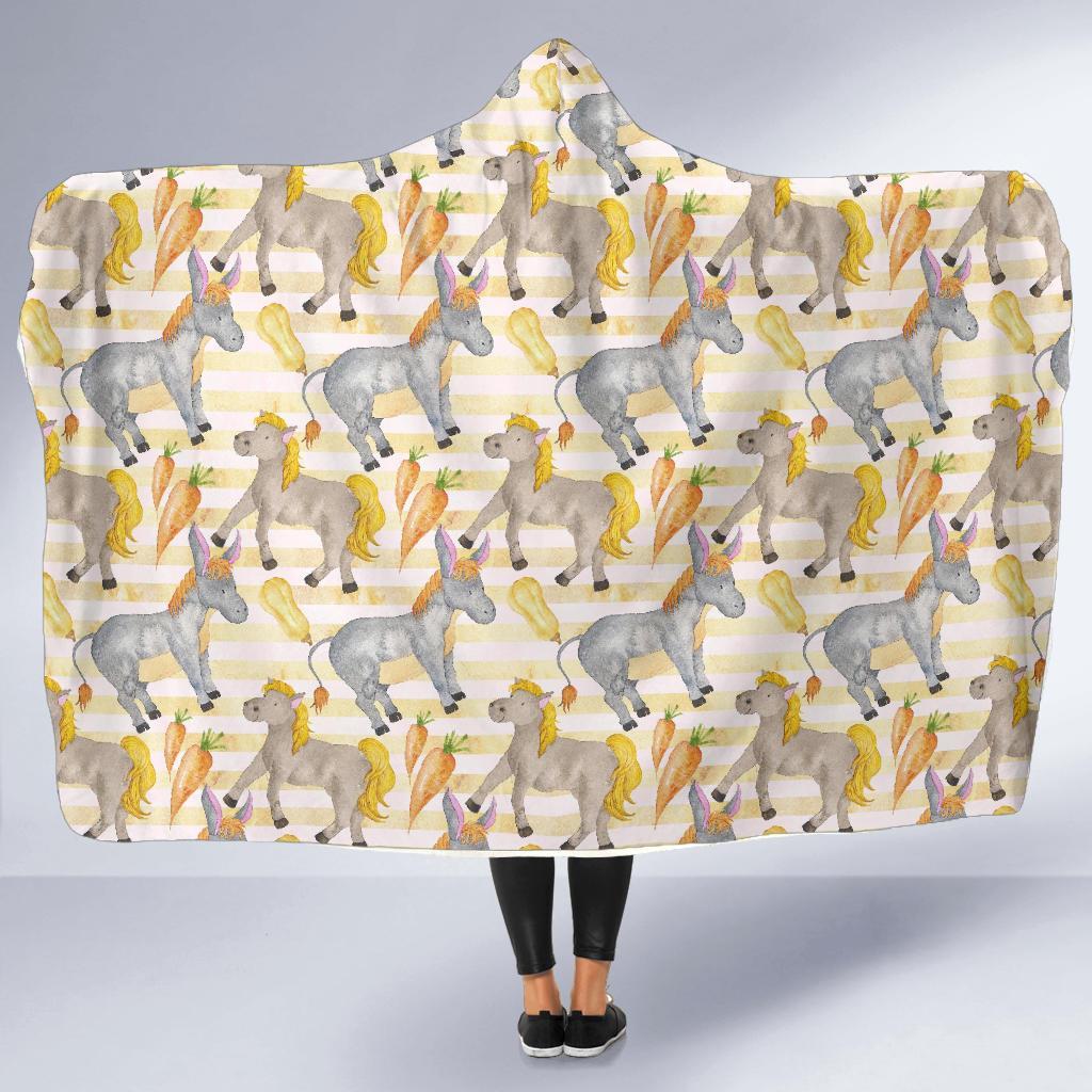 Donkey Pattern Print Hooded Blanket-grizzshop