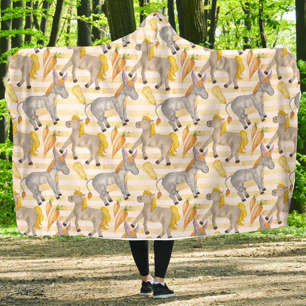 Donkey Pattern Print Hooded Blanket-grizzshop