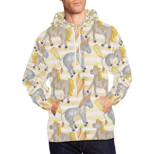 Donkey Pattern Print Men Pullover Hoodie-grizzshop