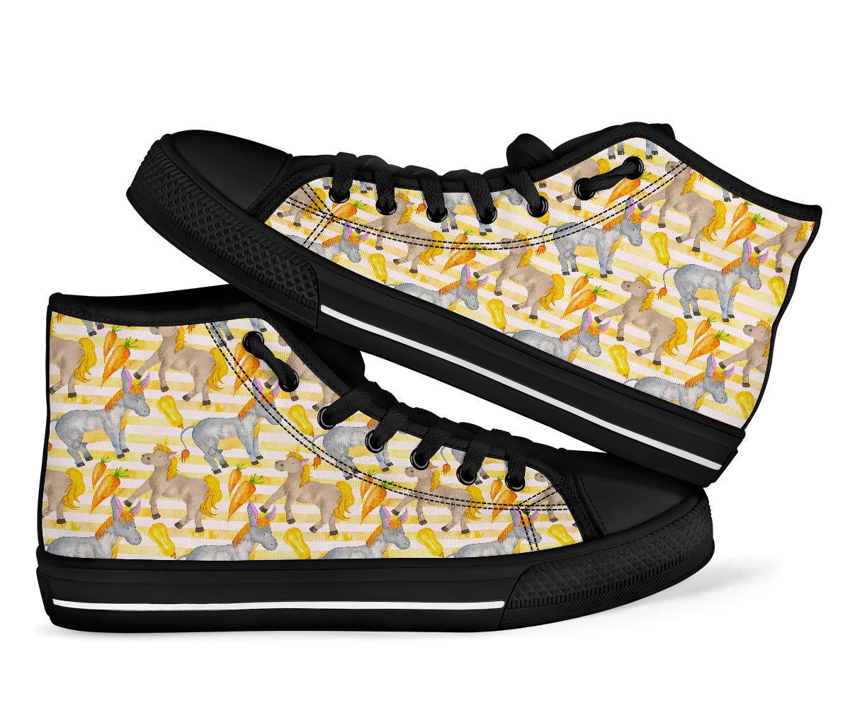 Donkey Pattern Print Men Women's High Top Shoes-grizzshop