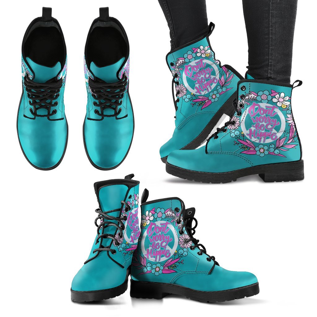 Dont Worry Be Hippie Women's Leather Boots-grizzshop