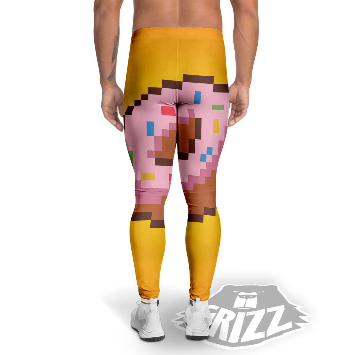 Donut 8-Bit Pixel Print Men's Leggings-grizzshop