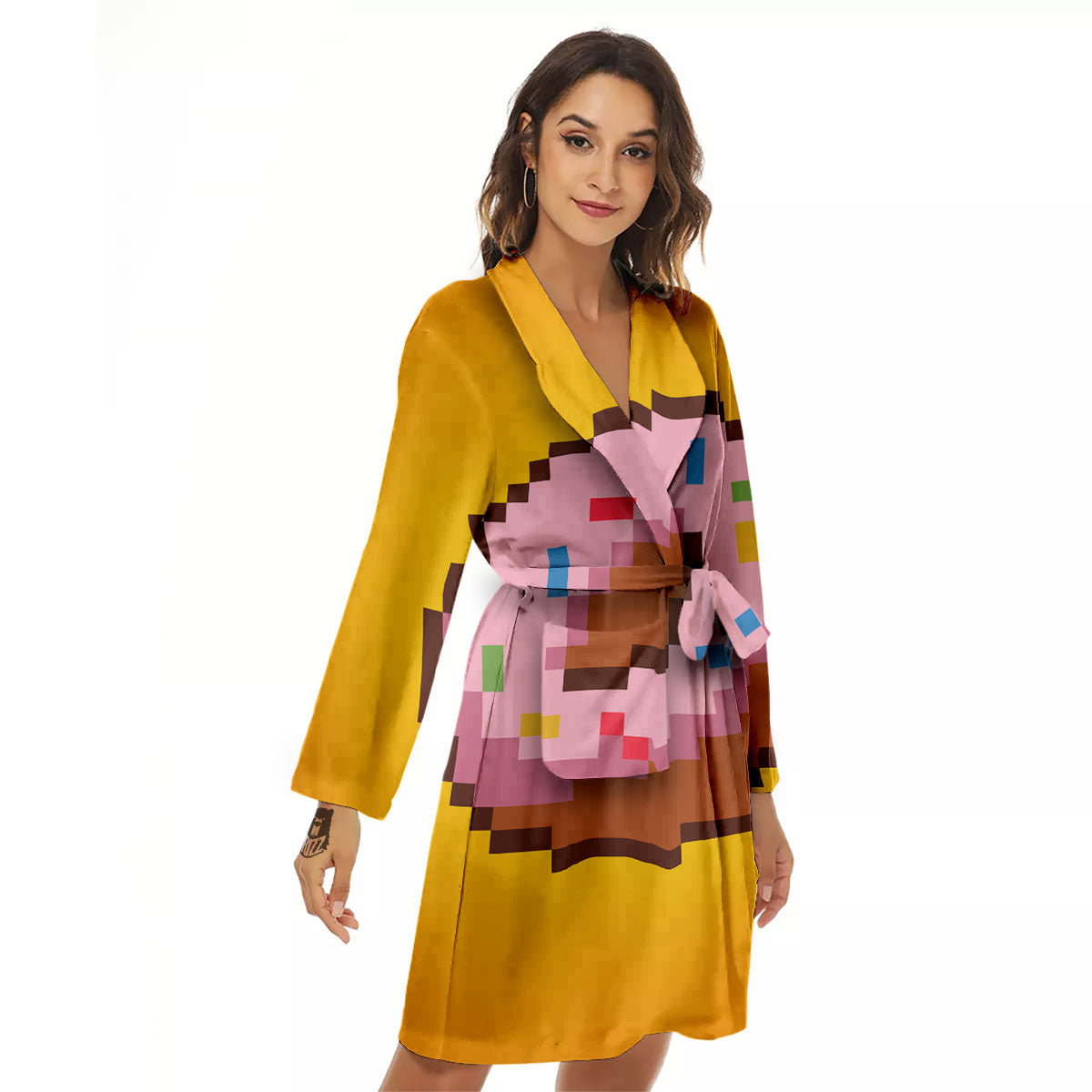 Donut 8-Bit Pixel Print Women's Robe-grizzshop