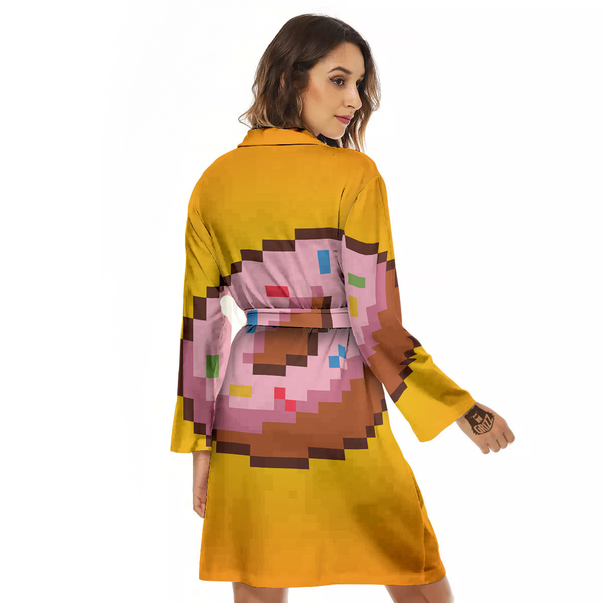 Donut 8-Bit Pixel Print Women's Robe-grizzshop