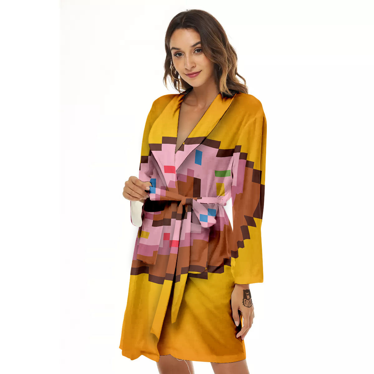 Donut 8-Bit Pixel Print Women's Robe-grizzshop