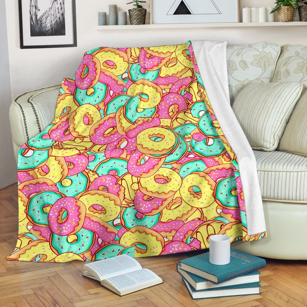 Donut Colorful Pattern Print Blanket-grizzshop
