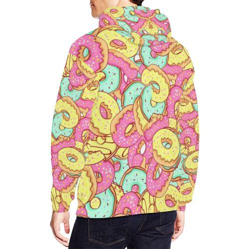 Donut Colorful Pattern Print Men Pullover Hoodie-grizzshop