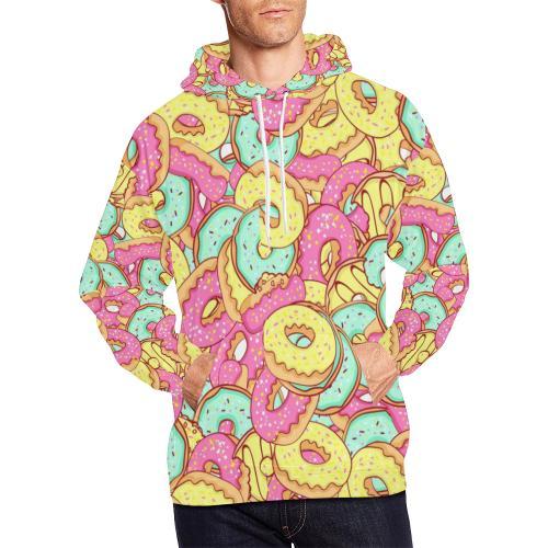 Donut Colorful Pattern Print Men Pullover Hoodie-grizzshop
