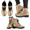 Donut Colorful Pattern Print Men Women Leather Boots-grizzshop