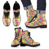 Donut Colorful Pattern Print Men Women Leather Boots-grizzshop