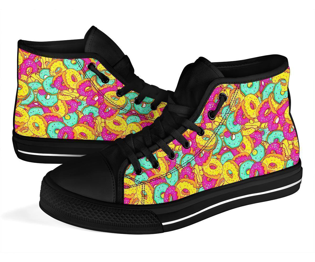 Donut Colorful Pattern Print Men Women's High Top Shoes-grizzshop