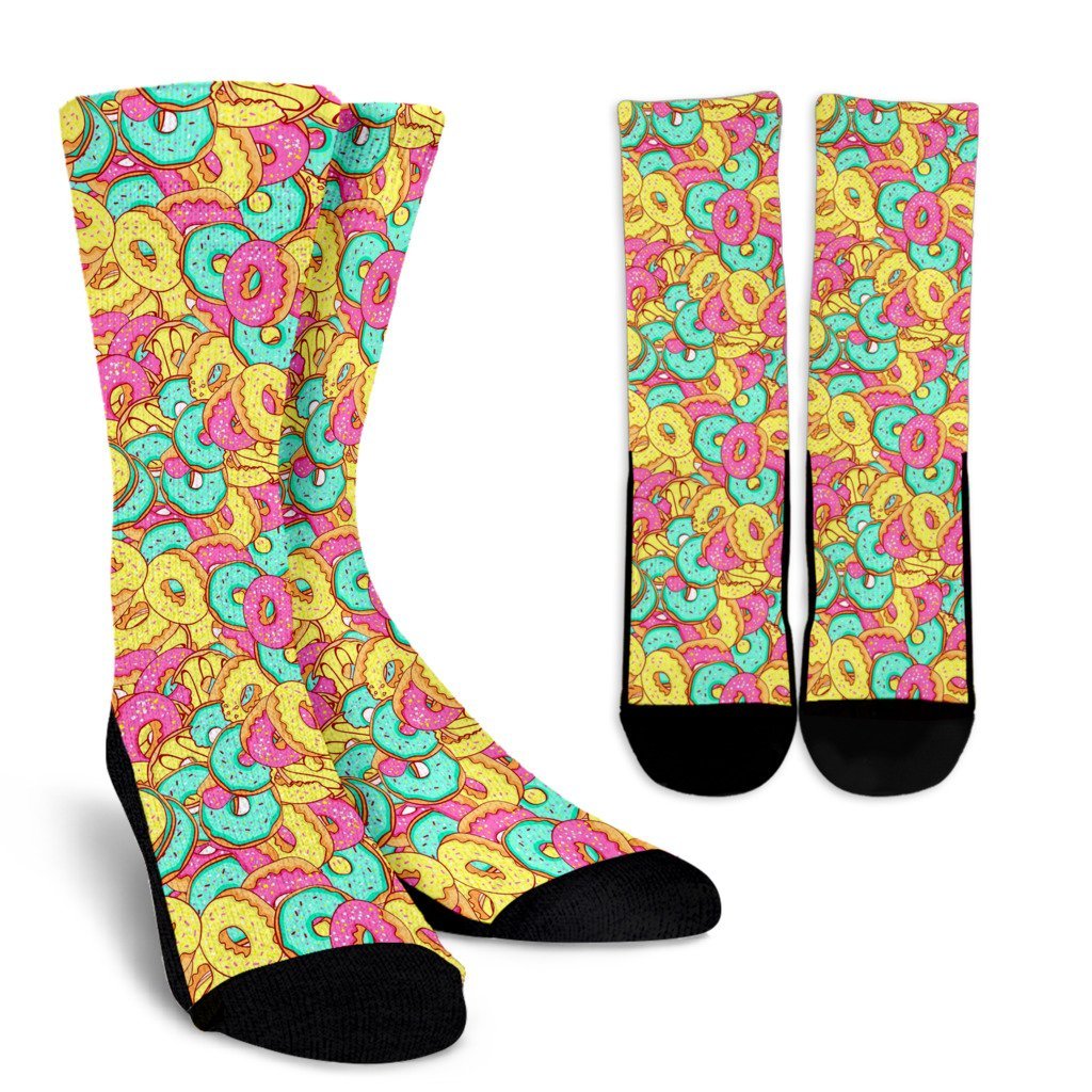 Donut Colorful Pattern Print Unisex Crew Socks-grizzshop