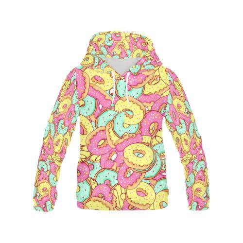 Donut Colorful Pattern Print Women Pullover Hoodie-grizzshop