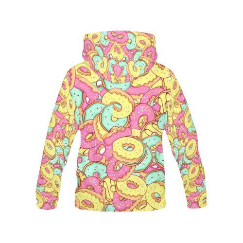 Donut Colorful Pattern Print Women Pullover Hoodie-grizzshop